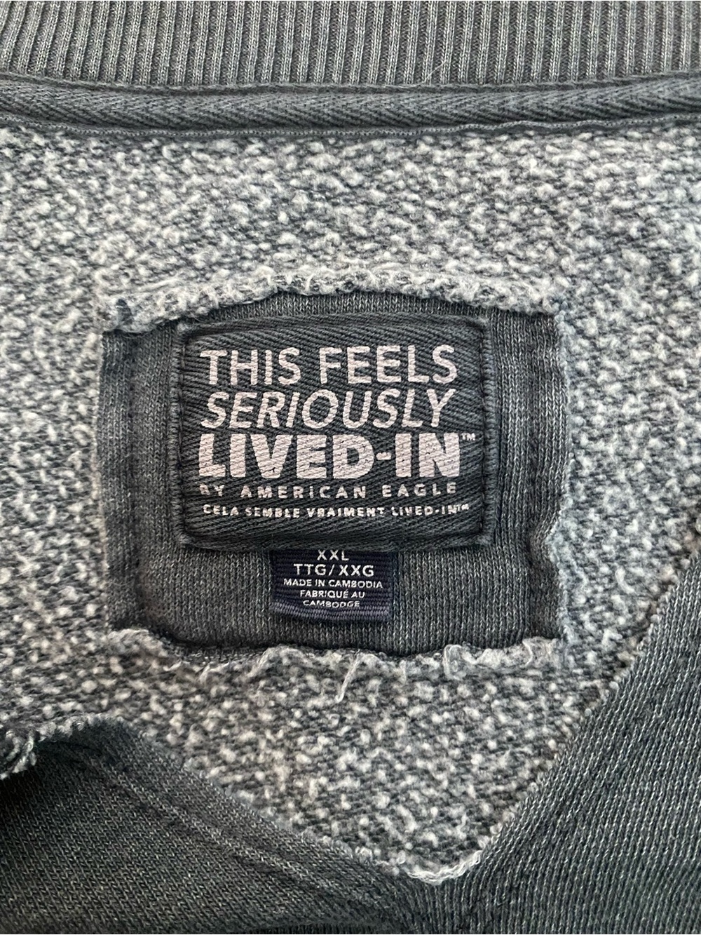 American Eagle Lived-In Oversized Raw Hem Sweatshirt XXL Charcoal Gray - Picture 8 of 11